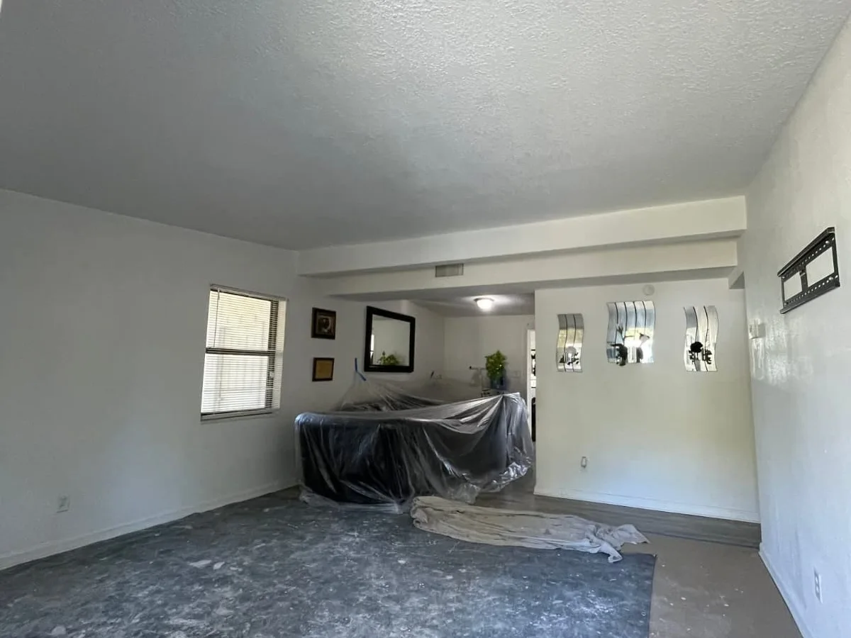 Empty room primed and ready for its finish coat
